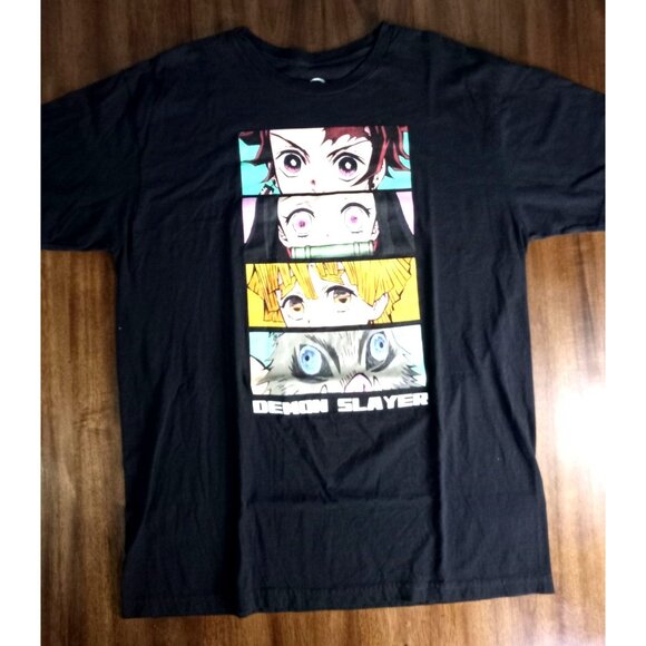 Demon Slayer Anime Graphic T-Shirt Black Crewneck 100% Cotton Short Sleeve Unise - Picture 1 of 5